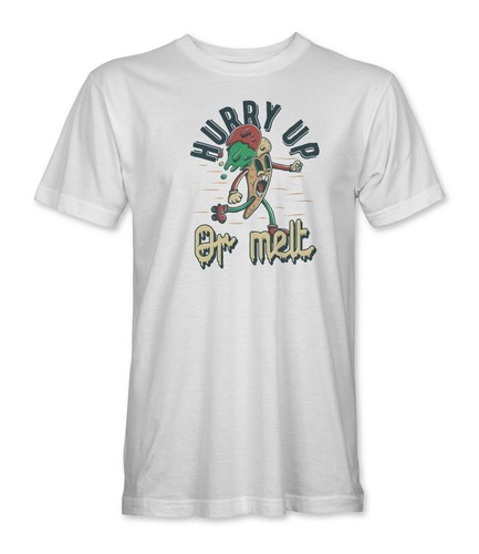 T-shirt uomo/unisex affrettati o sciogli gelato pattinaggio a rotelle logo divertente - Foto 1 di 7