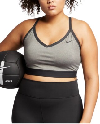 Women's Size 1X Nike Indy Gray Black Light-Support Padded Sports Bra BQ0974-091