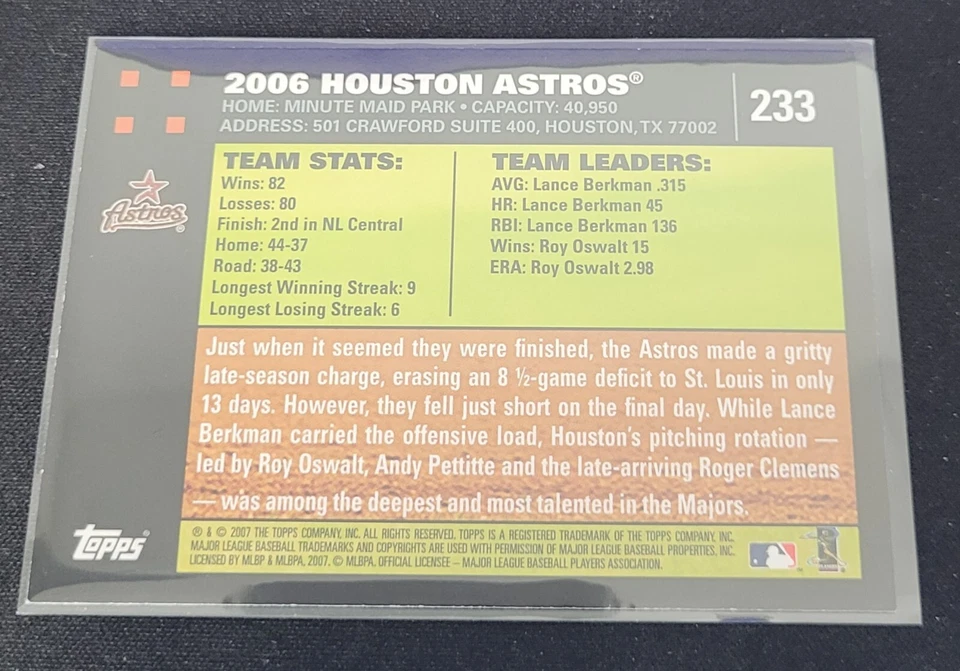 Todas las 21 cartas de los Astros Topps HOU de 2007 de la Serie 1 - Equipo Foto 4 de 4
