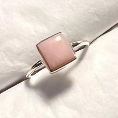 Lovely Peruvian Pink Opal Ring 925 Sterling Silver Size 7 