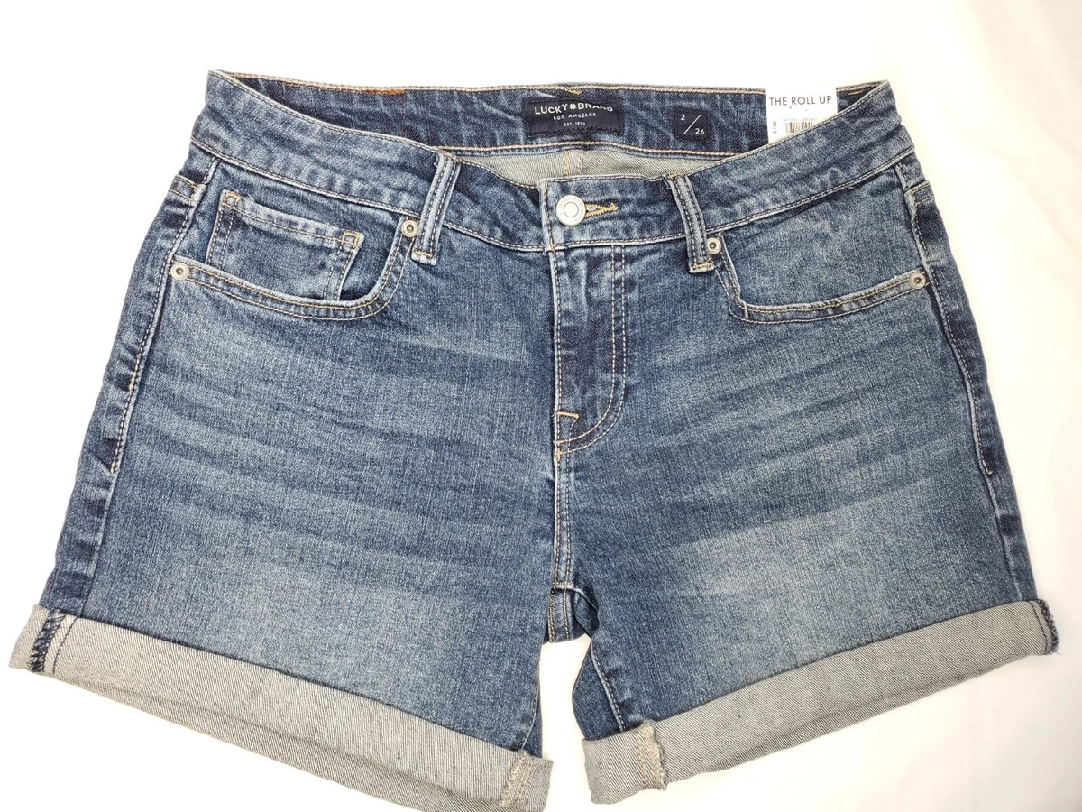 NWT Lucky Brand Women's Denim Shorts The Roll Up Size 2/26 $69.50 Medium  Wash