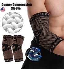Copper Elbow Brace Compression Sleeve Support Arthritis Tendon Joint Wrap Pain