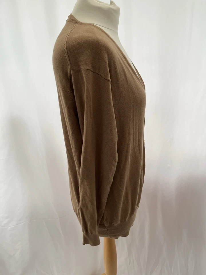 Cárdigan tejido cuello en V marrón de Zara para mujer talla M manga larga Foto 4 de 4