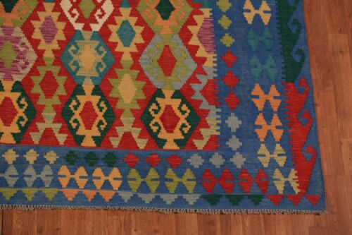 Traditional Reversible Kilim Rugs Handwoven Area Wool Carpet 9x12 ft - Picture 4 of 11