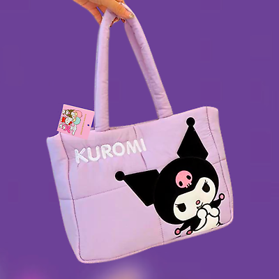 Sanrio KUROMI Puffer Tote Bag Y2K Japan Quilted Nylon Down Sanrio KUROMI Puffer Tote Bag Y2K Japan Quilted Nylon Down