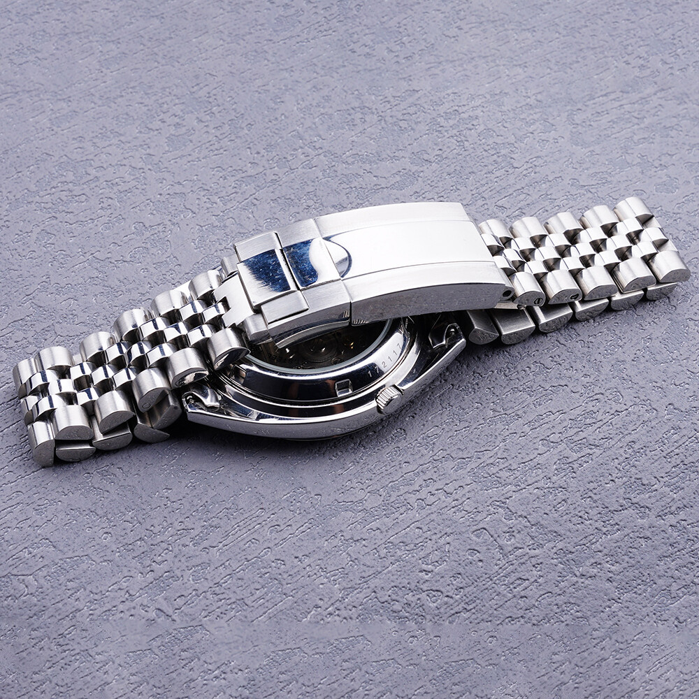 For Seiko 5 SNXS73K1 SNXS79K1 Hollow Curved End Watch Band Jubilee