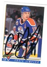 Craig Simpson autographed Hockey Card 1993 Topps Premiere hockey card #231