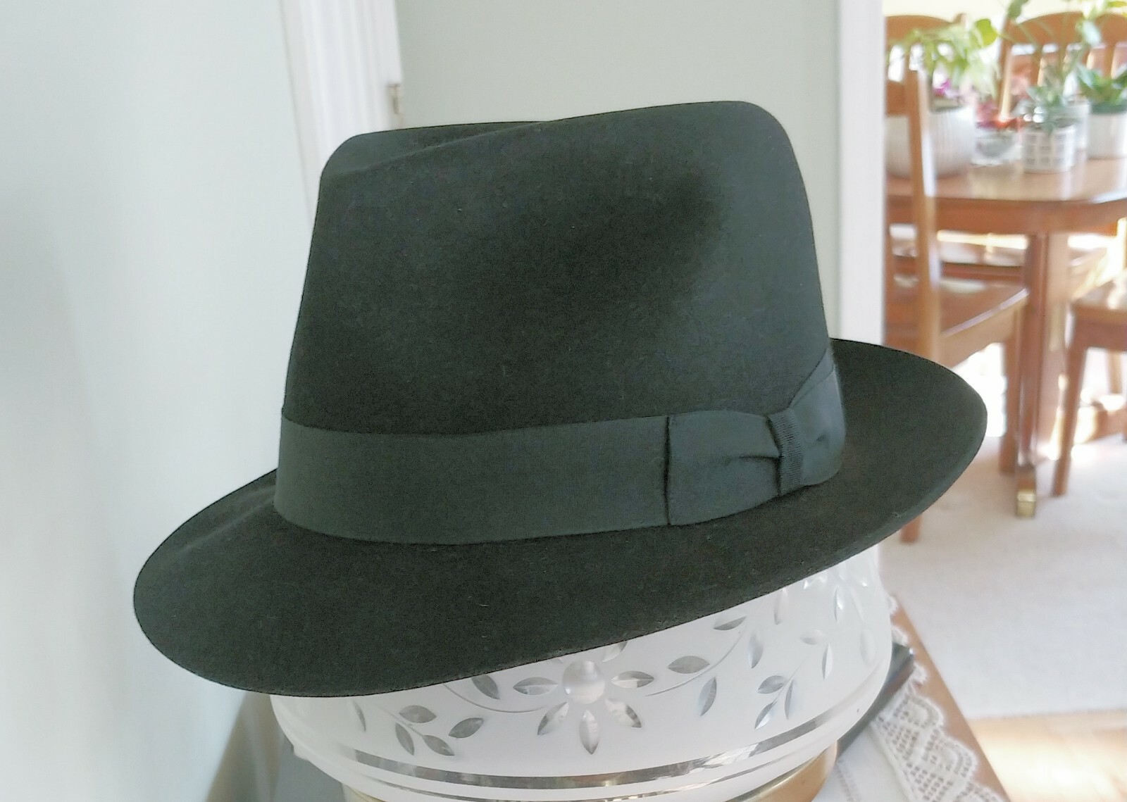 VINTAGE BLACK BORSALINO FEDORA Size 