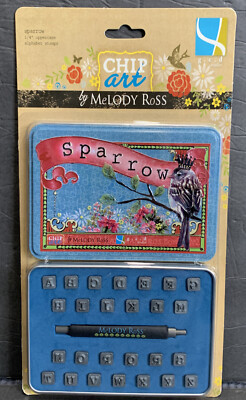 Lot of Melody Ross Chip Art Leather Metal Alphabet Stamps, Block