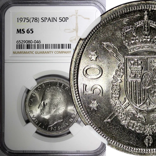 Spain Juan Carlos I 1975 (78) 50 Pesetas NGC MS65 TOP GRADED KM# 809 (46)