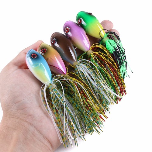 5pcs 3/8 oz 4" Large Frog Topwater Hard Fishing Lures Bait Bass