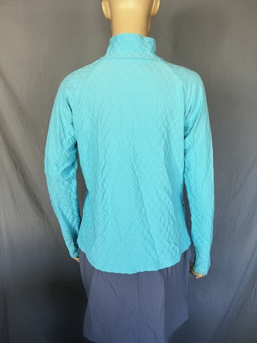Lucy Women’s Blue Waffle Knit 1/4 Zip Long Sleeve Pullover Top Size Large - Picture 3 of 10