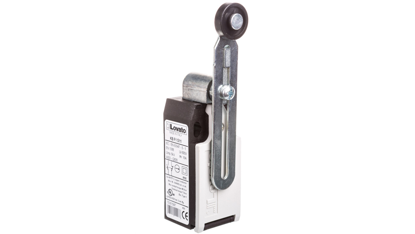 Limit switch with adjustable lever with roller, plastic roller, plastic h /T2UK