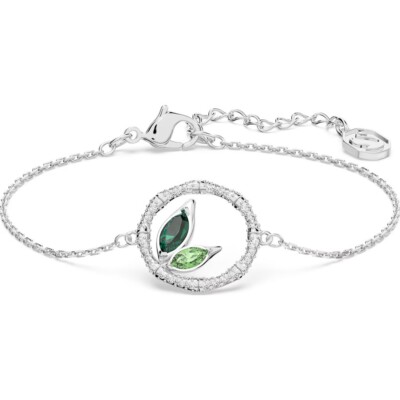 Pulsera Dellium Swarovski bambú cristales verdes baño de rodio 5645375