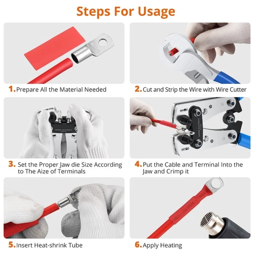 Kabelschuh Crimpzange 6-50mm² Draht Stecker Crimper Batterie Terminal Verbinder Kit - Bild 6 von 10