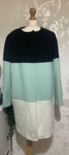Marks And Spencer Ladies Wool Blend Coat Size 16 Black Mint White