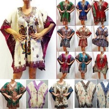 Caftan Kaftan Beach Dress S M L XL 1XL 2XL Tunic Poncho Dashiki Flower Paisley