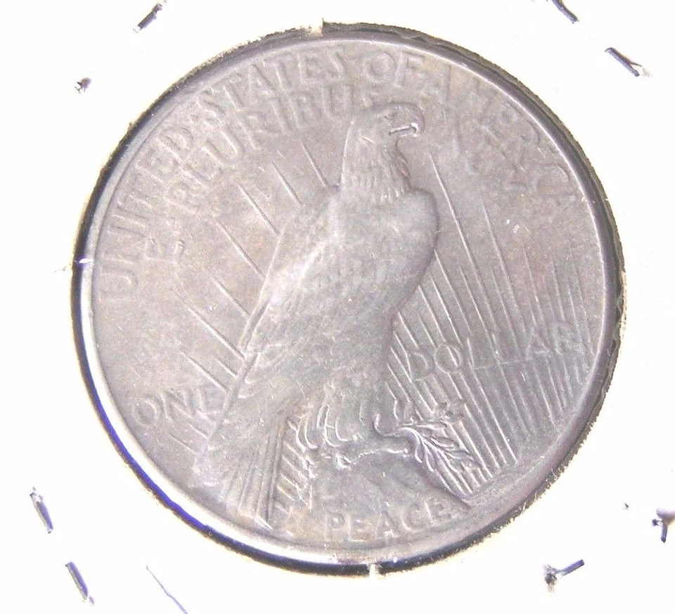 Dólar de plata de la paz 1925 P $1 mal acuñado RARO ERROR DE ACUÑACIÓN moneda parte superior de la corona AU Foto 4 de 4