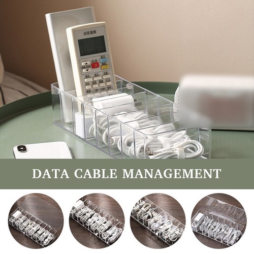 Clear Acrylic Charge Cable Organizer Box Data Cable Management USB Cord Case - Picture 3 of 28