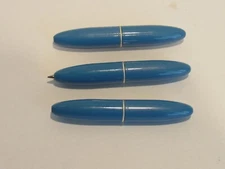 LOT OF 3 TERZETTI Bambino Mini Chubby Ballpoint Pen-Brass Metal Blue Body