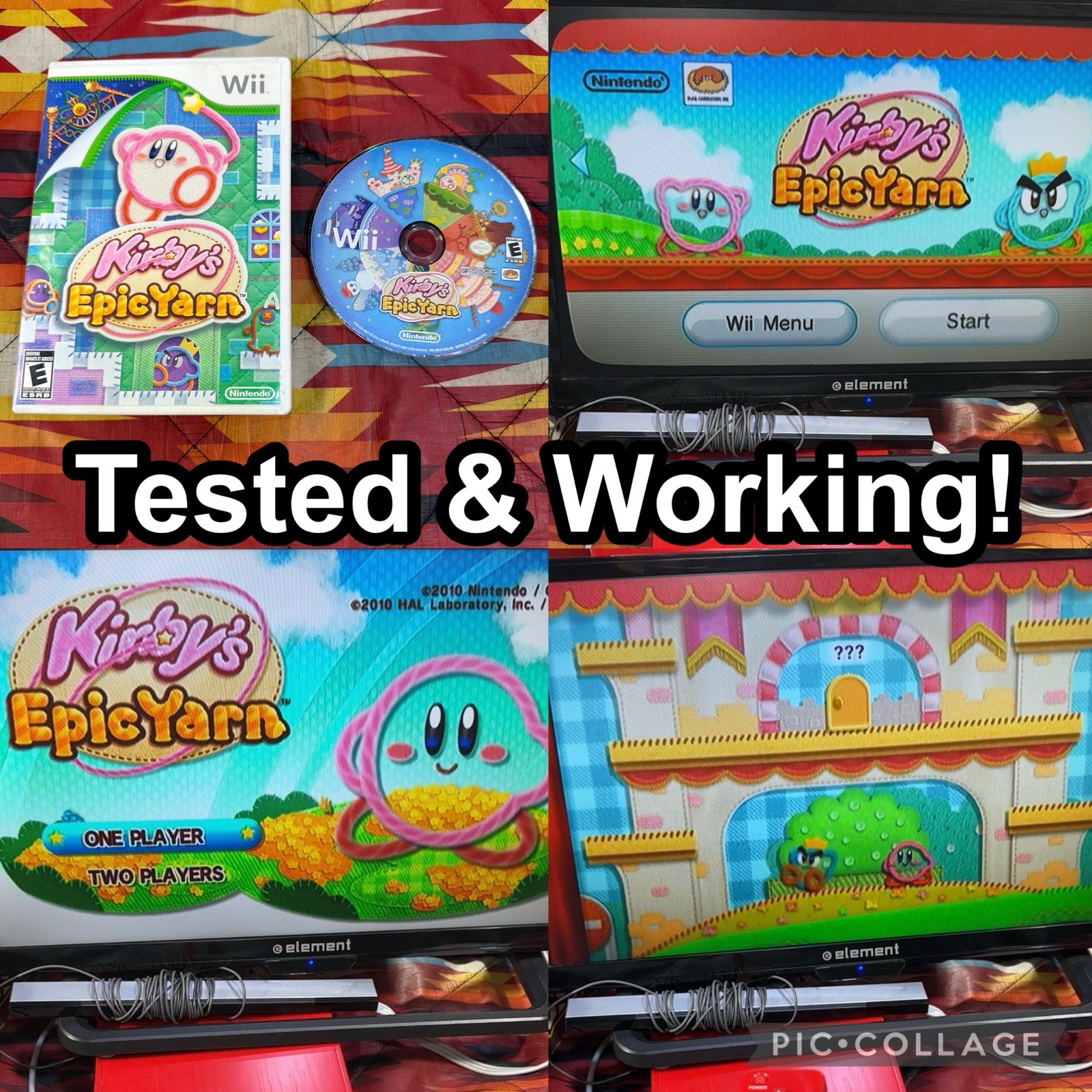 Kirby's Epic Yarn (Nintendo Wii, 2010) NO MANUAL Tested & Working!