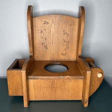 Vintage Solid Wood Training Potty Chair Book Rack Toilet Paper Holder Cottage