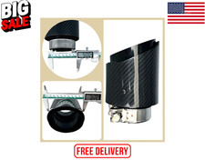 Universal Carbon Fiber Exhaust Tip Muffler Tail Pipe Glossy Black Stainless