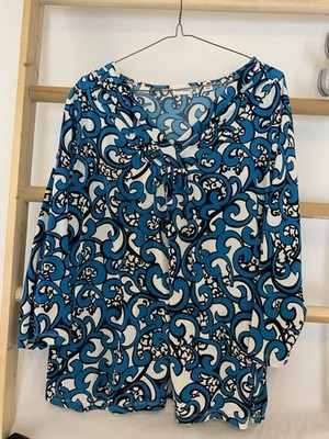 Susan Graver 3/4 Sleeve Liquid Knit Blouse Split Neck Plus size Women s 2x