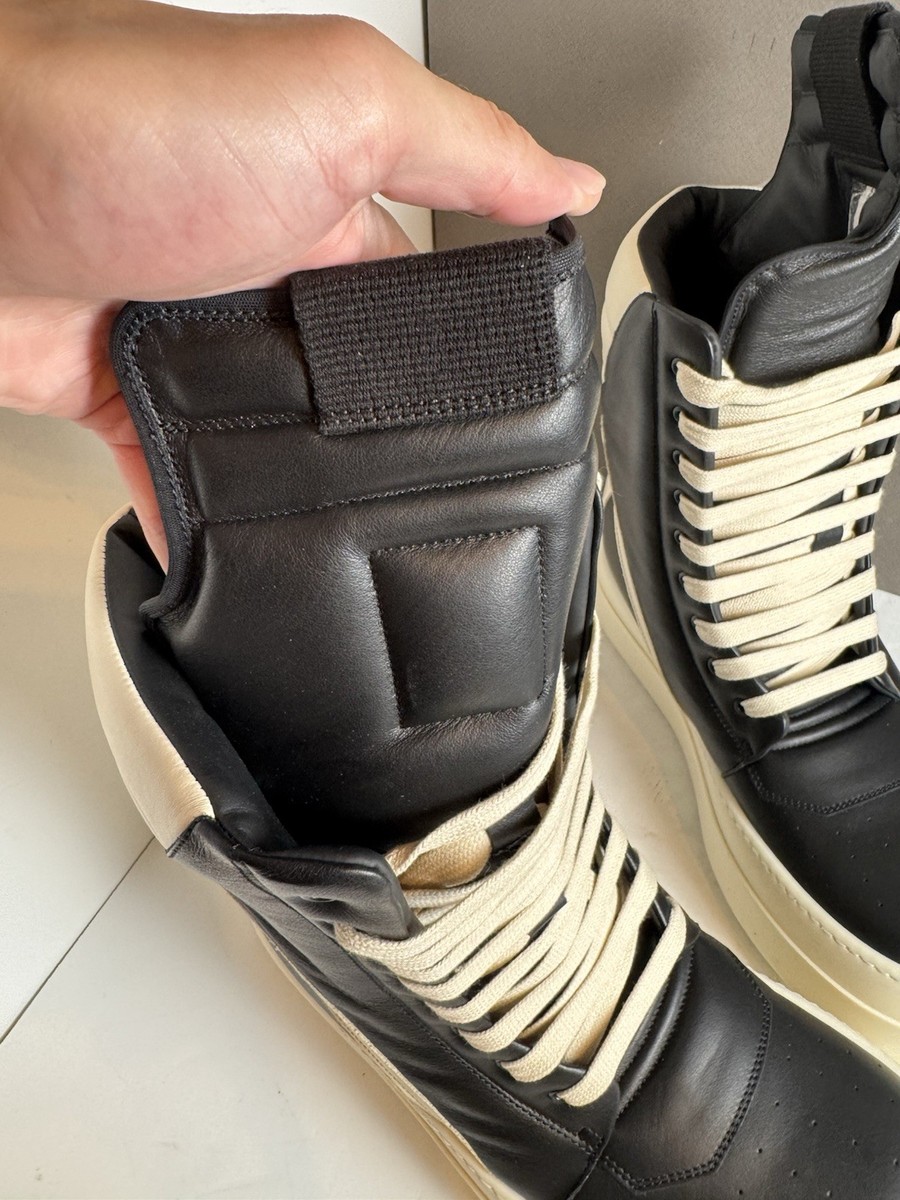 Rick Owens Mega Geobasket Sneakers SZ 45 Black/White Mainline New