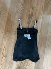 Camisa Hannah Jo SILK Negra Imitación Perla Cuentas XS Nueva con Etiquetas