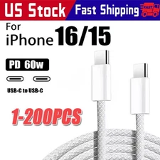 IPhone 16 15 Pro Max USB-C to USB-C Cable Fast Charger lot Type C Charging Cord
