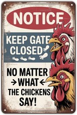 Chicken Coop Rules Rooster Keep Gate Tin Metal Signs Home D cor 8x12