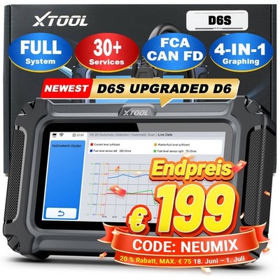 XTOOL D6S KFZ Diagnosegerät OBD2 Scanner ALLE SYSTEM CAN FD Kostenloses Update