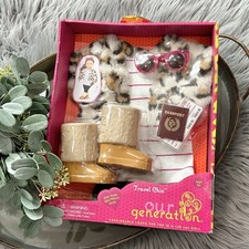 Our Generation 18" Doll Outfit Travel Chic w/ Passport, Fur Jacket Boots
