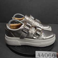 J/SLIDES NYC Shoes Womens Size 9 Silver Leather Buckle Platform Sneakers