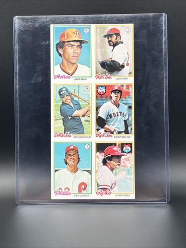 1978 TOPPS 6 CARD PANEL CARLTON FISK JOHNNY BENCH STEVE CARLTON - Picture 3 of 3