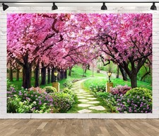 7x5 Ft Spring Garden Cherry Blossom Tree Photography Backdrop N2A2205875