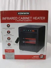 KONWIN  1200W Quartz 4 Tube Heater, Digital Room Heater w/ Remote, Black New