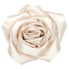 Large Dainty Satin Fabric Rose Flower Brooch Pins Hairpin for Women,ladies Beige