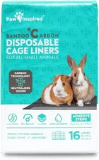 Paw Inspired 36x18 Disposable Cage Liners - 16pk Super Absorbent Bamboo Charcoal