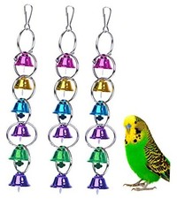 3 Pack Bird Bells Toy Chewing Hanging Ring Toy Cage Bite for Pet Budgie