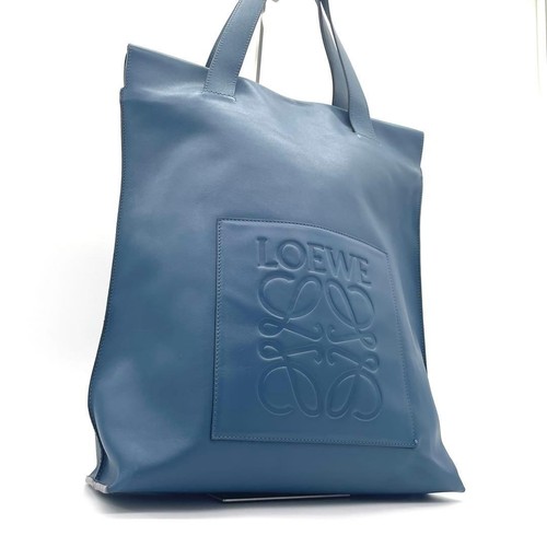 Loewe Shopper Tote Bag Anagram Leather Blue Used Item Good Condition From Japan