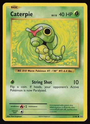 CATERPIE 3/108 COMMON EVOLUTIONS POKEMON LP