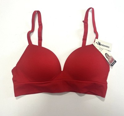 No Boundaries Women s Red Wireless Seamless Push Up Bra Size Medium - NWT