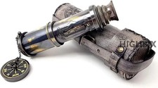 Dollond London Solid Brass Telescope Leather Case Antique Finish Vintage Nautica