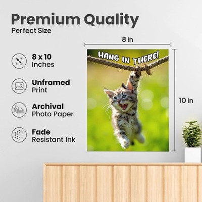 ZUKIY Hang in There Cat Poster - 8x10 Unframed 10