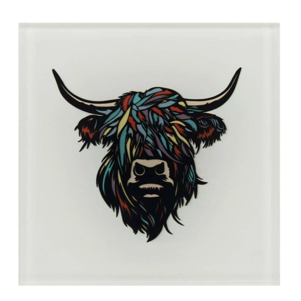 Eurostick Multi Coloured Cream Heilan Coo Coaster HCC02-C