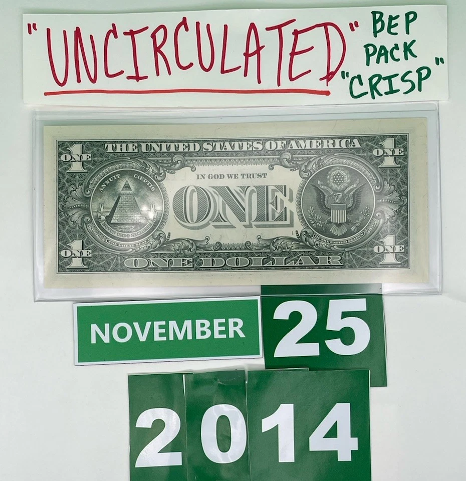 November 25 2014 BIRTHDAY 🎂 NOTE UNCIRCULATED GEMS 💎 Sealed BEP Bricks 🧱 $1 - Image 4 of 4