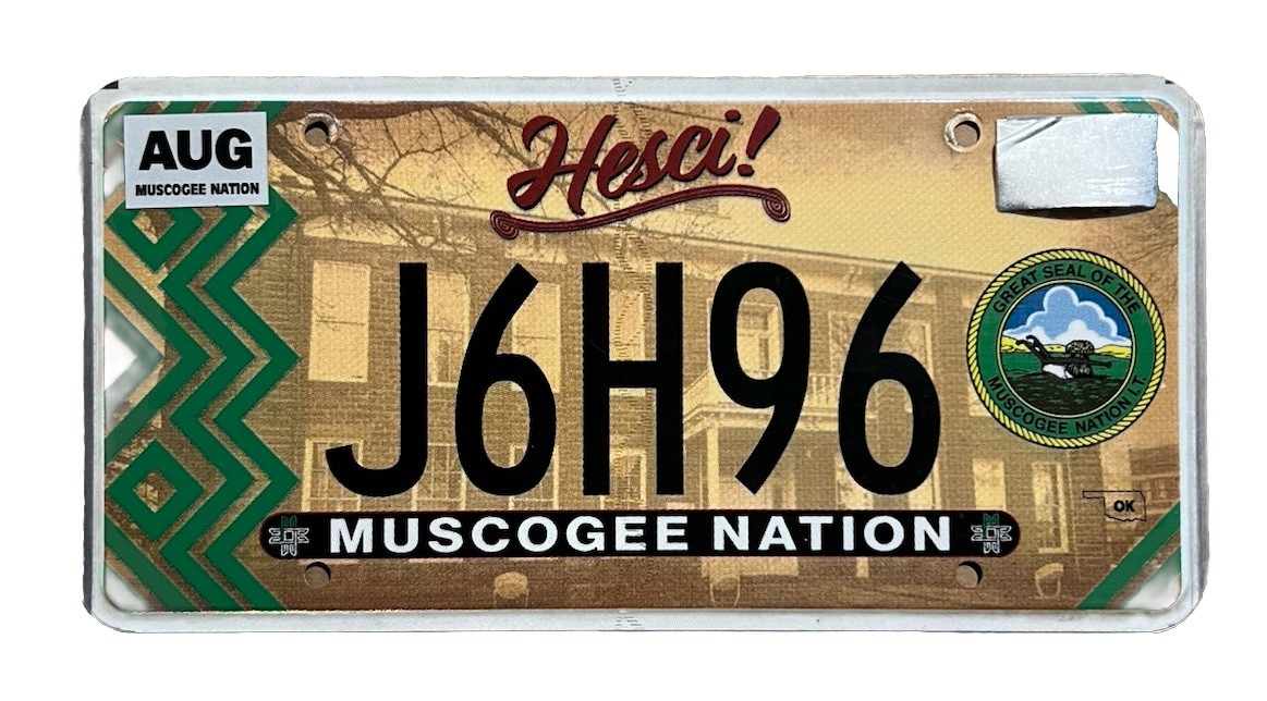 LICENSE PLATE PLATES Oklahoma, Tribal Muscogee Tribe ￼ J6H96 | eBay