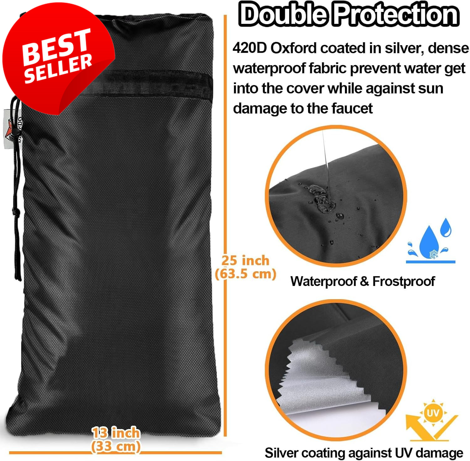 XXL Outdoor Faucet Cover 25x13 Waterproof Insulated 3M Thinsulate Freeze Sock-US